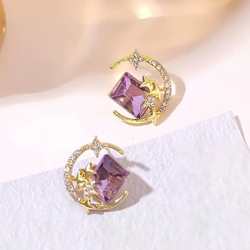 Celestial Earring - Purple Middle Stone🌙🌌